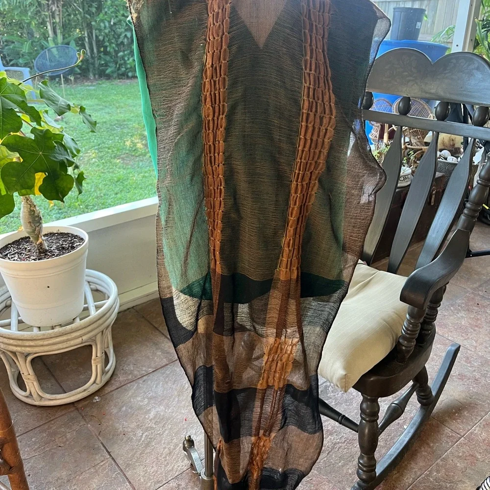 Oska Brown and Black Wool Scarf - Picture 8 of 10